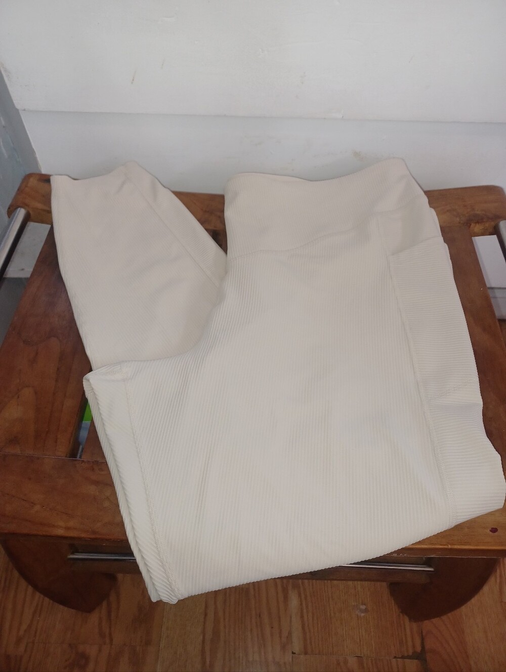 Old Navy Tall Cream Ribbed High-Waist Leggings